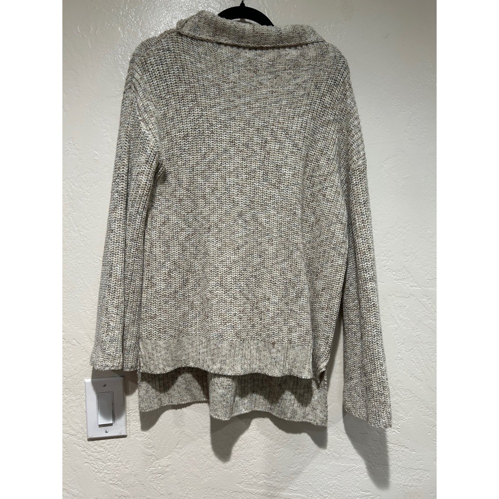 American Rag Cie Womens M Beige Marled Chunky Knit Funnel Neck High‎ Low Sweater